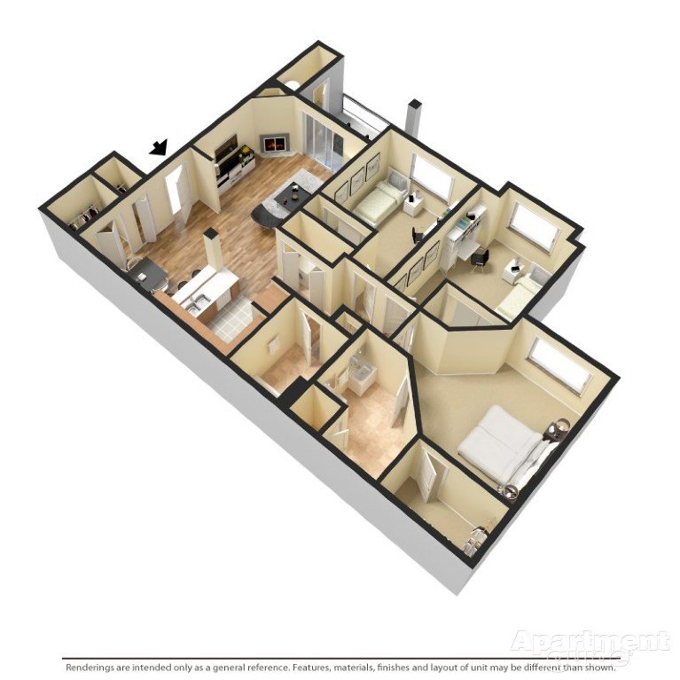 3 bed 2 bath Floor Plan 4